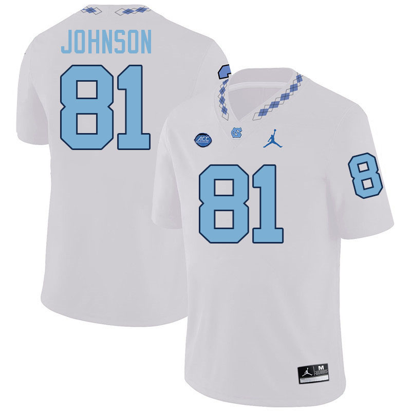 #81 Aziah Johnson North Carolina Tar Heels Jerseys,Apparels,Uniforms Stitched-White